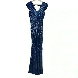 Club L Blue Sequin Maxi Mermaid Gown | Blue Sequin | SZ UK 8